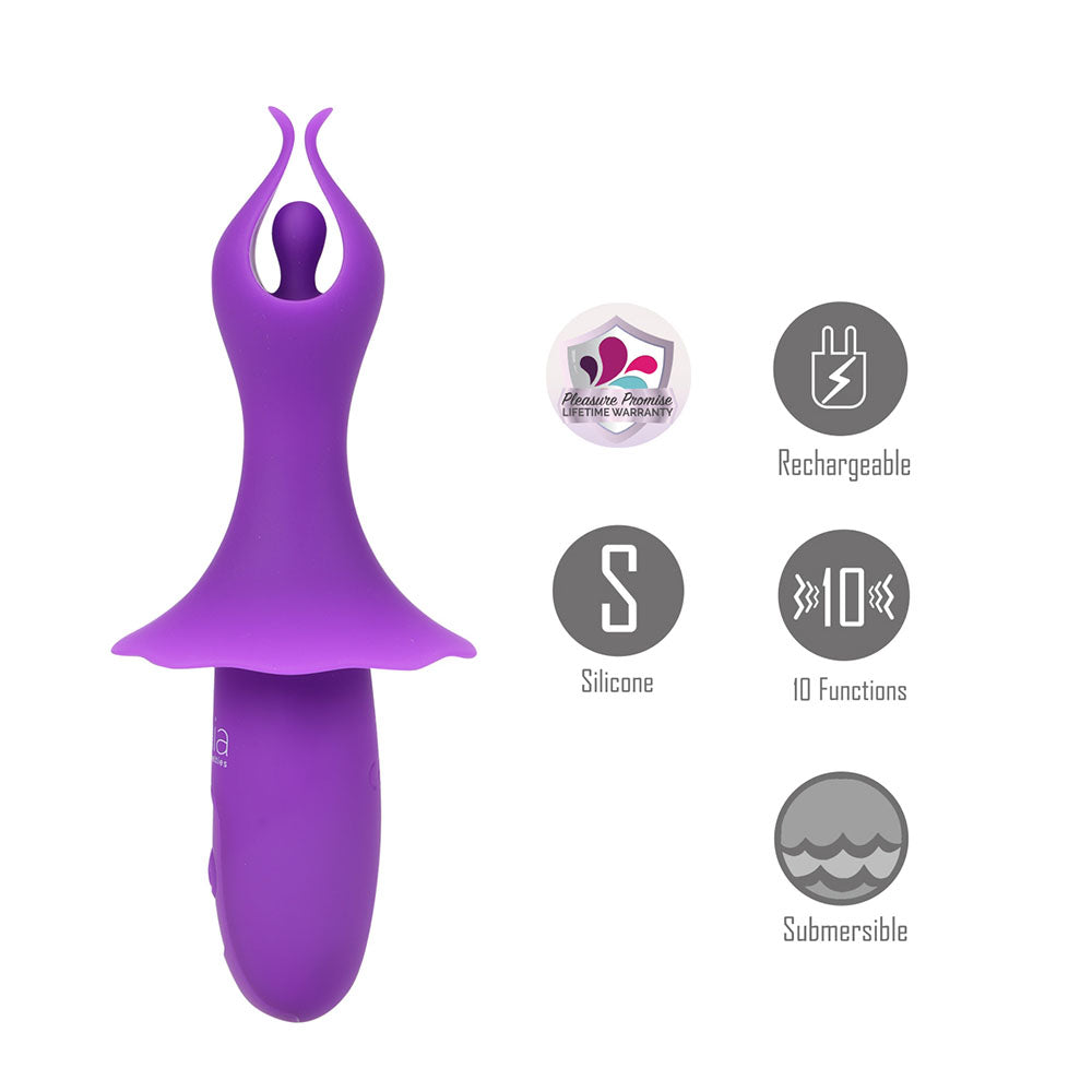Maia SIENNA - 15.2 cm USB Rechargeable Fluttering Bullet Vibrator in Purple – Body-Safe & Intimate Wellness