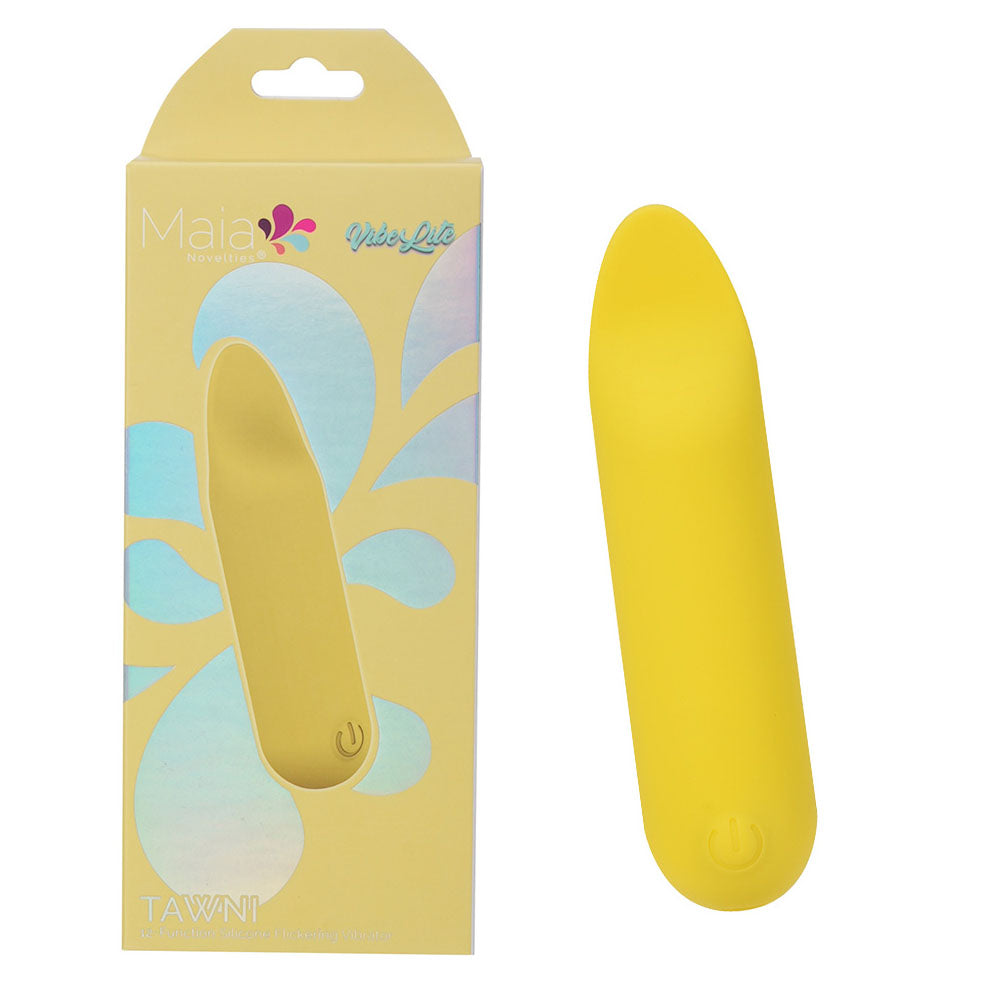 Maia TAWNI - Vibrant Yellow 9 cm USB Rechargeable Bullet Vibrator with Flickering Tip for Enhanced Pleasure