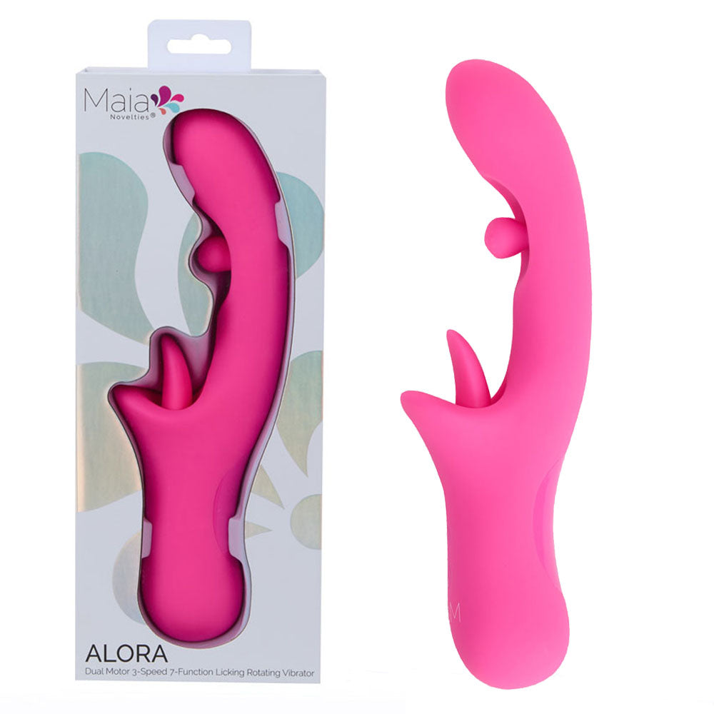 Maia ALORA - Pink 24.1 cm USB Rechargeable Rotating & Licking Vibrator for Ultimate Pleasure and Wellness
