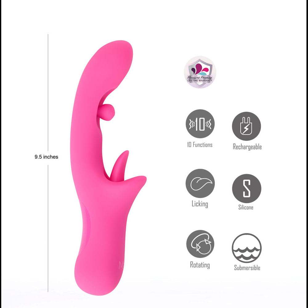 Maia ALORA - Pink 24.1 cm USB Rechargeable Rotating & Licking Vibrator for Ultimate Pleasure and Wellness
