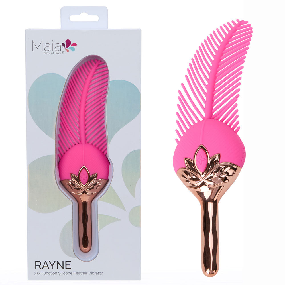 Maia RAYNE - USB Rechargeable Feather-Like Vibrating Stimulator – Soft Pink (Body-Safe Silicone, 20 cm)
