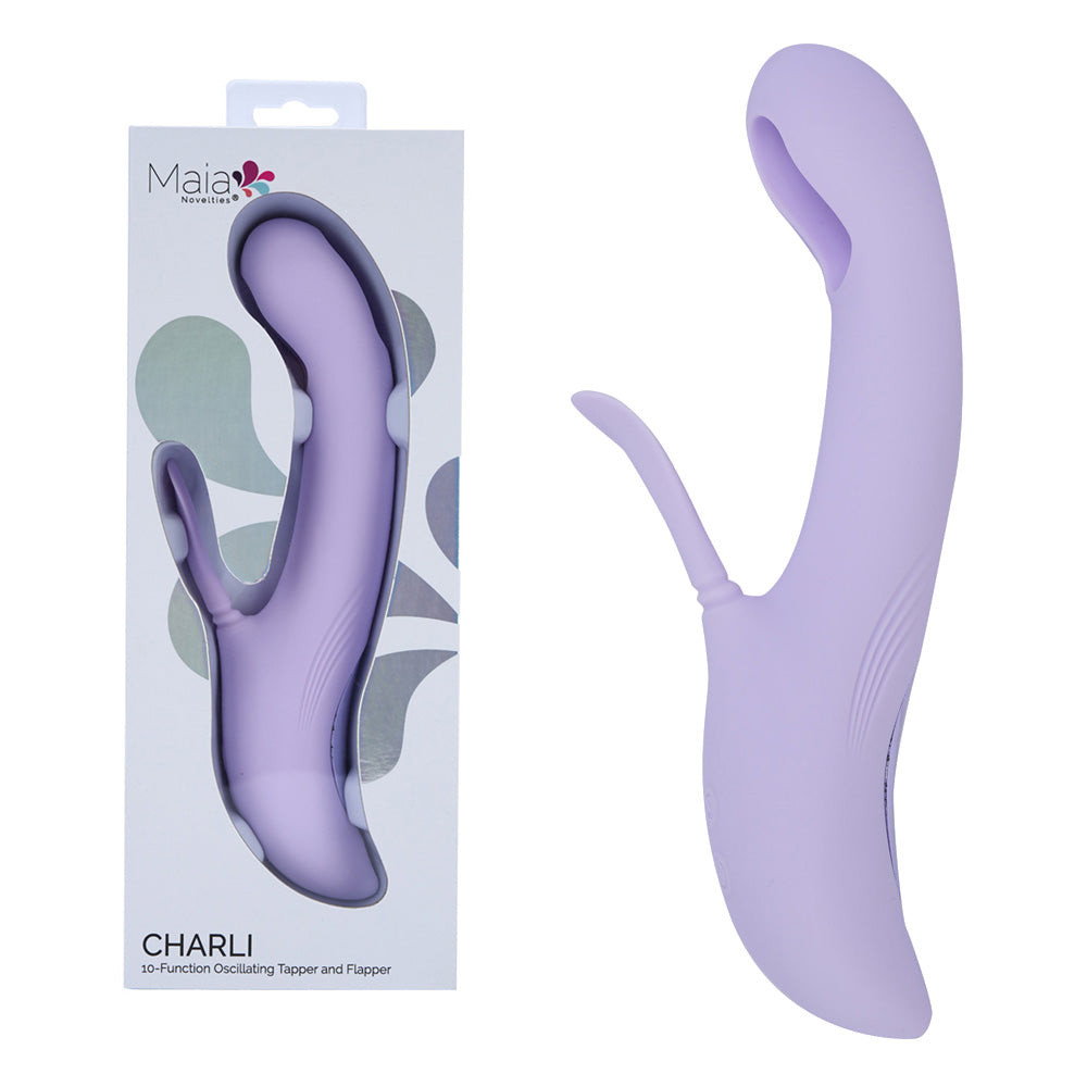 Maia USB Rechargeable Rabbit Vibrator – Body-Safe Silicone – Flapping & Tapping – Lavender