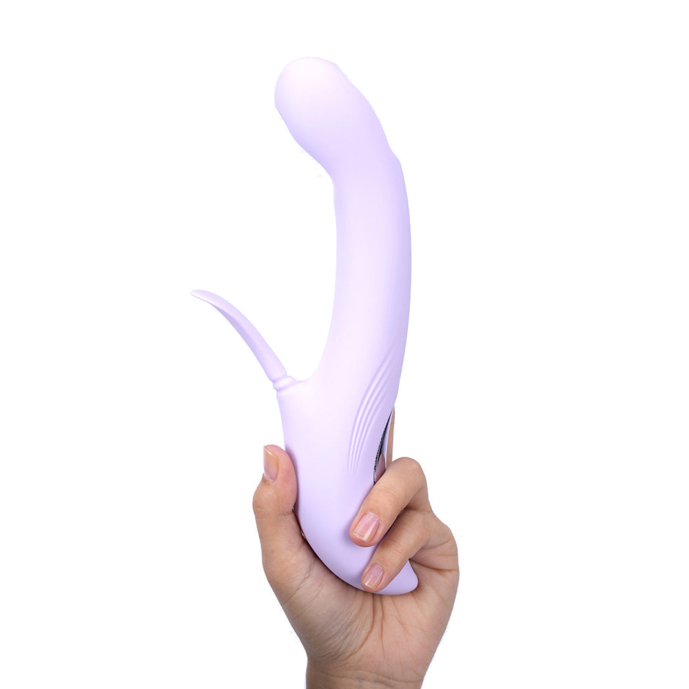 Maia USB Rechargeable Rabbit Vibrator – Body-Safe Silicone – Flapping & Tapping – Lavender