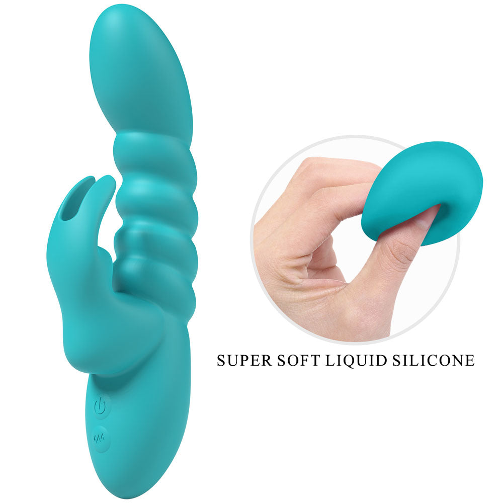 Party Up BRYNLYN - Teal USB Rechargeable Rabbit Vibrator (18.2 cm, Body-Safe Silicone for Wellness)