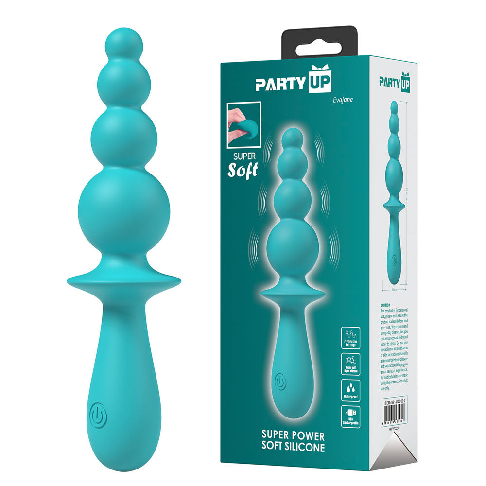 EVAJANE Beaded Vibrator - Teal - 17.1 cm USB Rechargeable Body-Safe Pleasure Toy