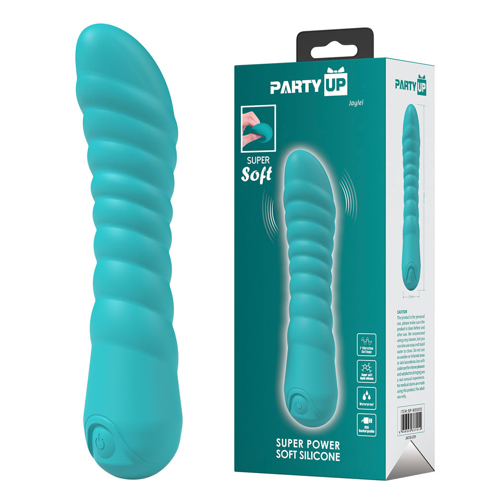 Party Up JAYLEI - Teal - 14.6 cm USB Rechargeable Vibrator for Wellness and Pleasure