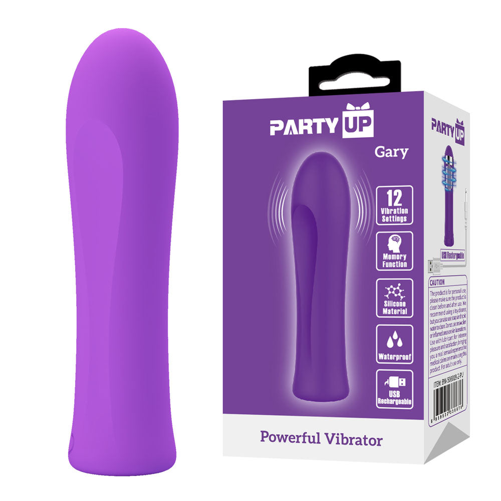 Party Up GARY Bullet Vibrator – Purple (10.2 cm, USB Rechargeable, Body-Safe Silicone)