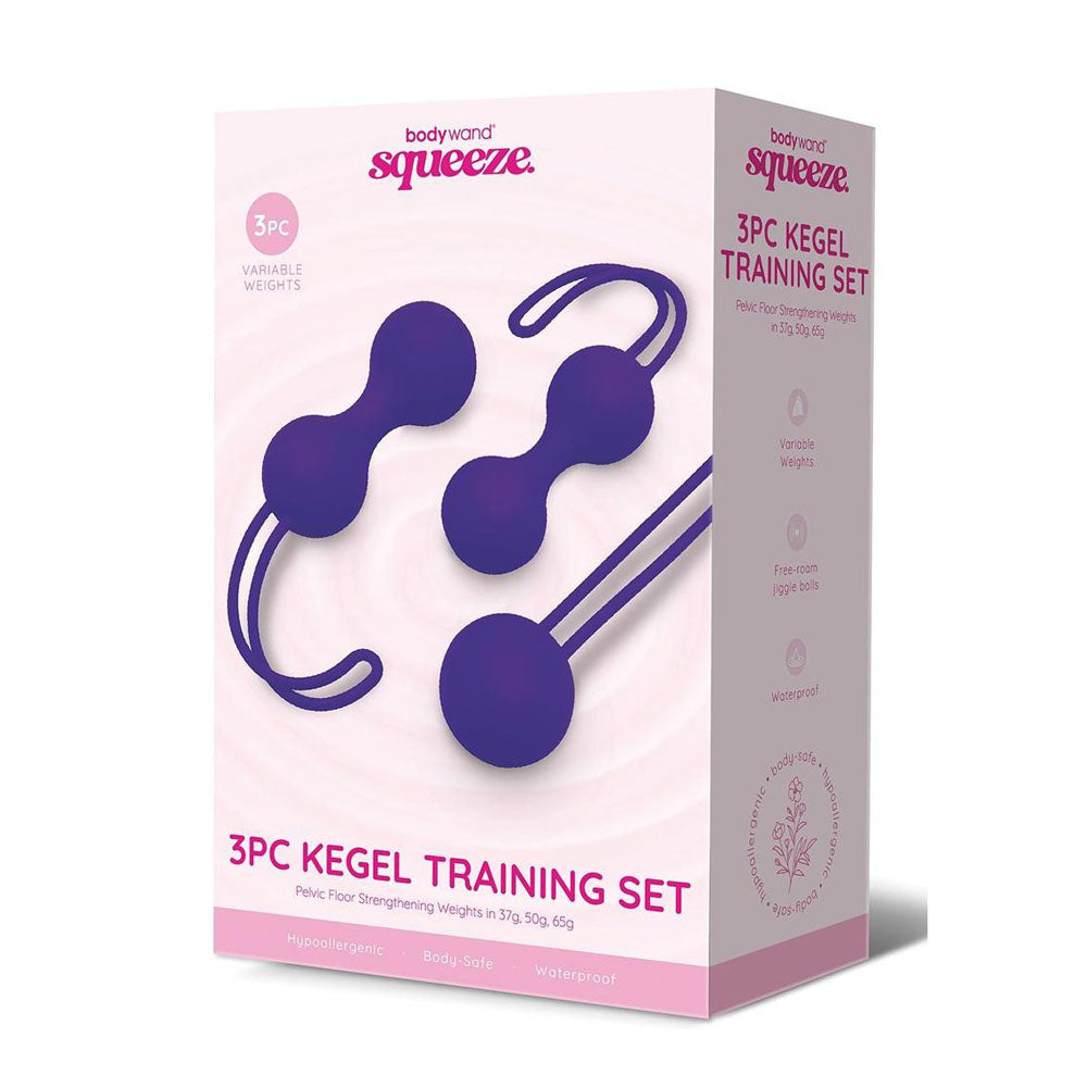 Bodywand Squeeze 3-Piece Kegel Training Set – Purple Weighted Kegel Balls for Enhanced Pelvic Floor Strength