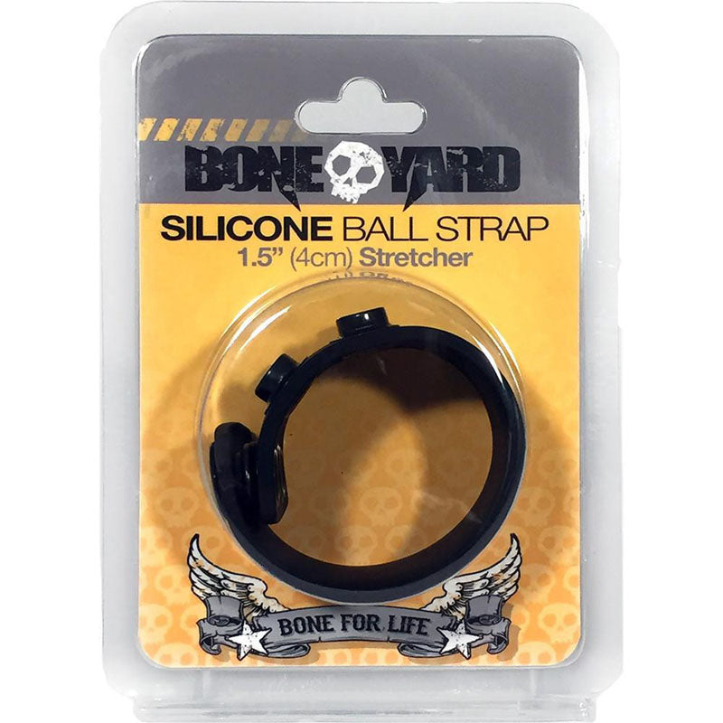 Boneyard Adjustable Silicone Ball Stretcher Ring - Black 3-Snap Design (4 cm, Comfortable Fit)