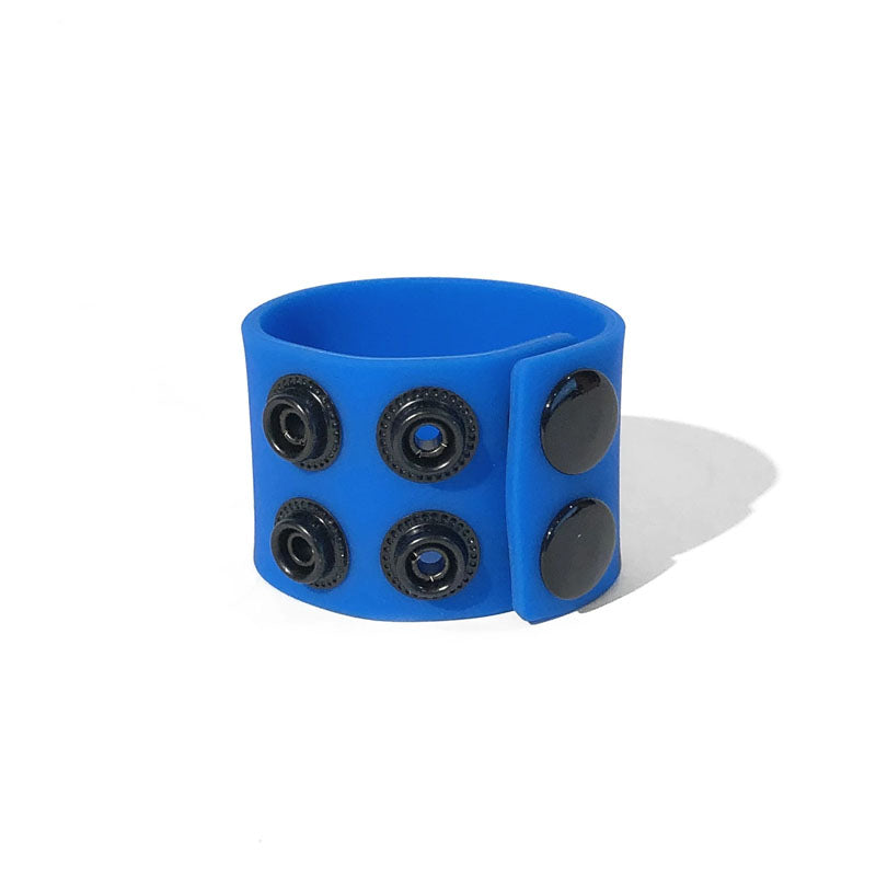 Boneyard Adjustable Silicone Ball Stretcher Ring - 3-Snap Design, 4 cm, Blue