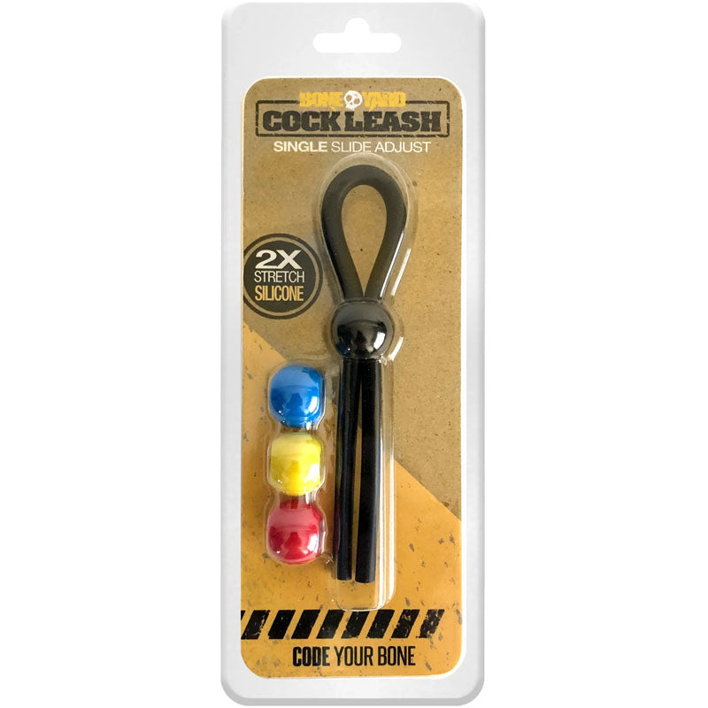 Boneyard Adjustable Cock Leash Ring – Black Silicone Lasso for Enhanced Pleasure