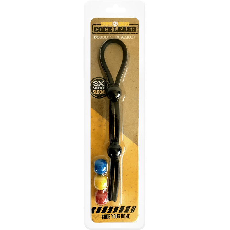 Boneyard Adjustable Cock Lasso Ring – Double Cock Leash in Black (Body-Safe, Versatile Design)