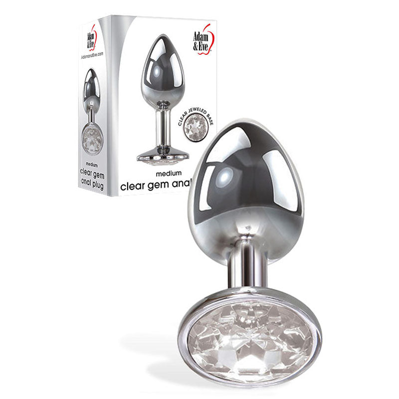 Adam & Eve Anal Plug – Medium, Clear Gem – Metallic – 8.2 cm