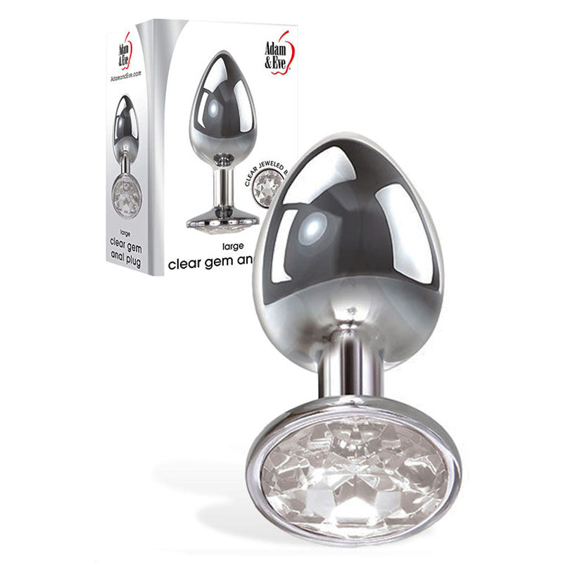 Adam & Eve Anal Plug – Large, Clear Gem – Metallic – 9.5 cm
