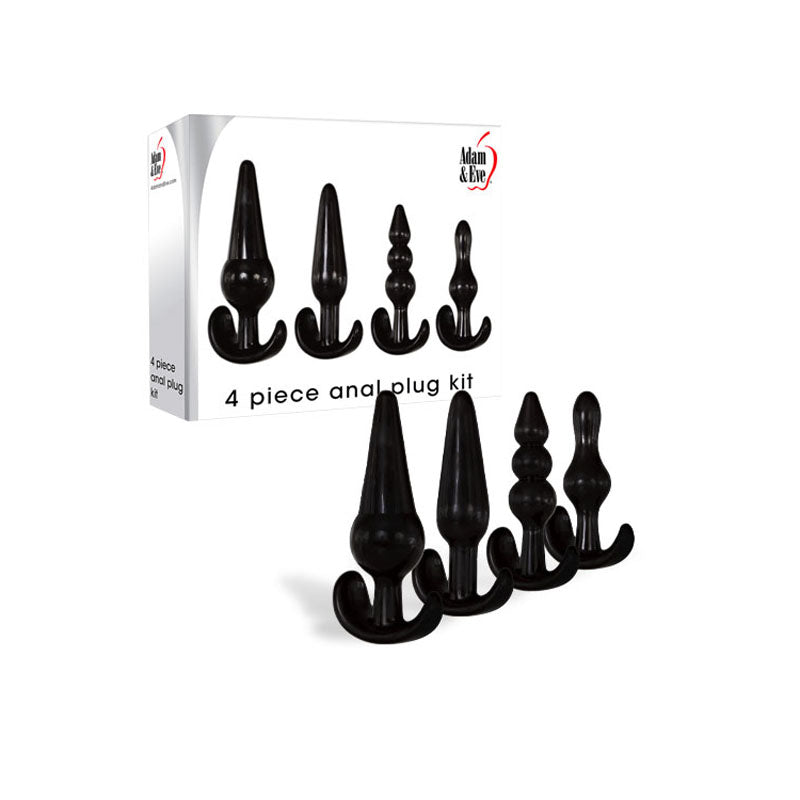 Adam & Eve 4 Piece Anal Plug Kit - Versatile Black Anal Toys