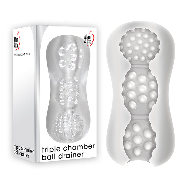 Adam & Eve Clear Triple Chamber Ball Drainer – Body-Safe Masturbator Sleeve (Male & Female Friendly)