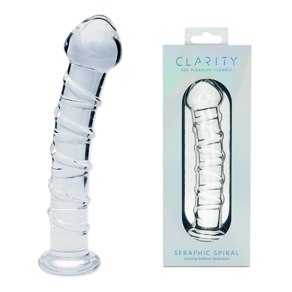 Clarity - Seraphic Spiral Clear Glass Dildo – 16 cm Body-Safe Wellness Tool