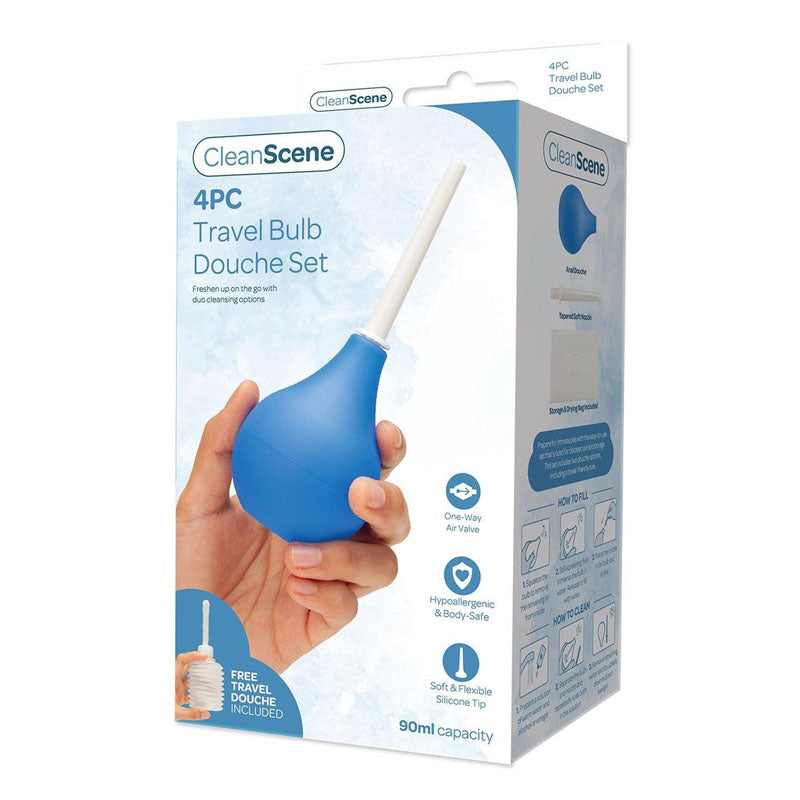 CleanScene Travel Bulb Douche Set – 4 Piece Kit with 90 ml Capacity & Bonus 150 ml Douche for On-the-Go Wellness