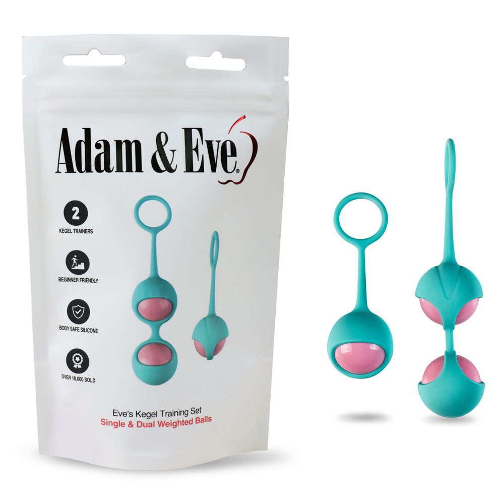 Eve's Kegel Training Set - Dual Teal & Pink Kegel Exercisers for Enhanced Wellness - Set of 2
