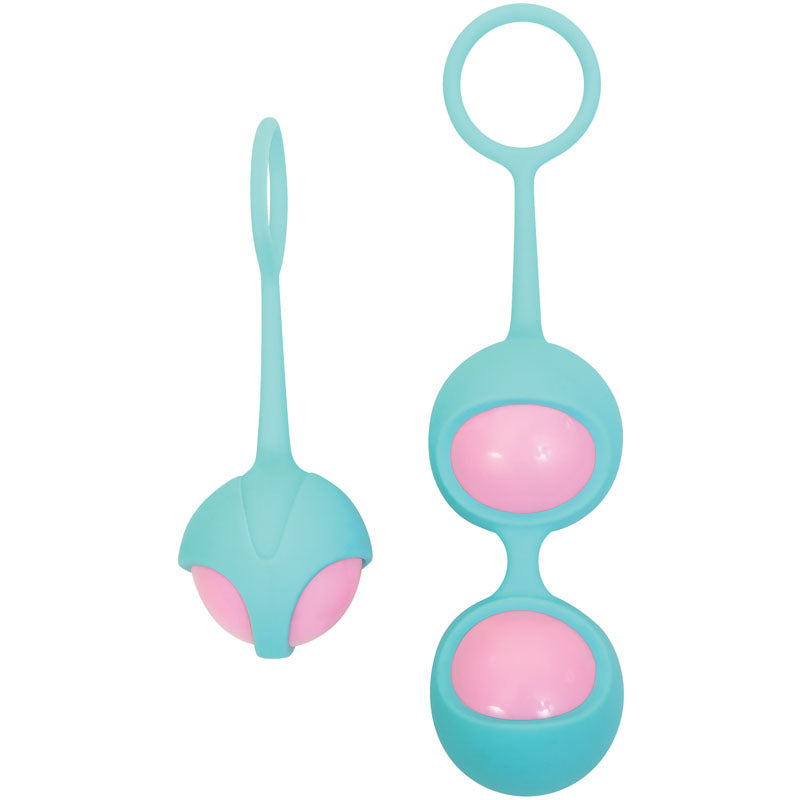 Eve's Kegel Training Set - Dual Teal & Pink Kegel Exercisers for Enhanced Wellness - Set of 2