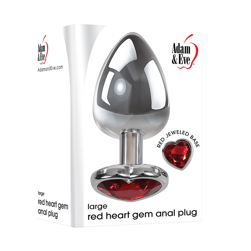 Adam & Eve Anal Plug – Heart Gem Base – Metallic – Red – Large
