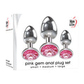 Adam & Eve Anal Plug Set – Metallic, Body-Safe Silicone – Pink – Set of 3 Sizes