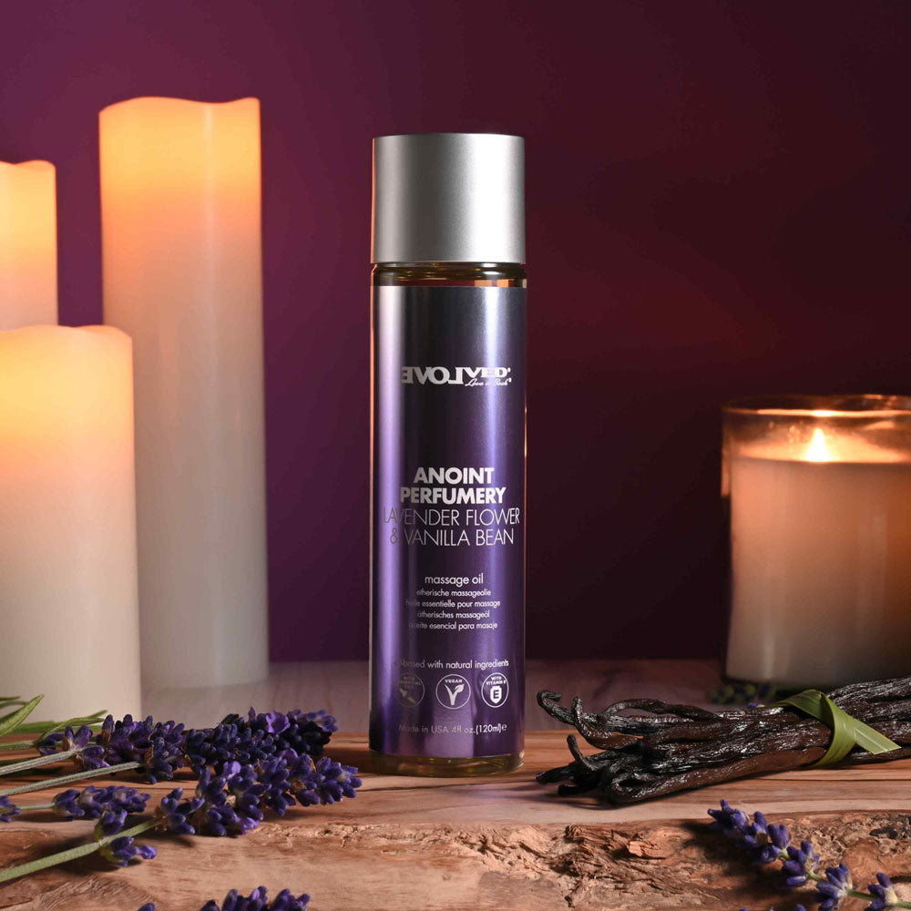 Evolved ANOINT PERFUMERY - Lavender & Vanilla Bean Massage Oil - 120 ml Body-Safe Relaxation Blend