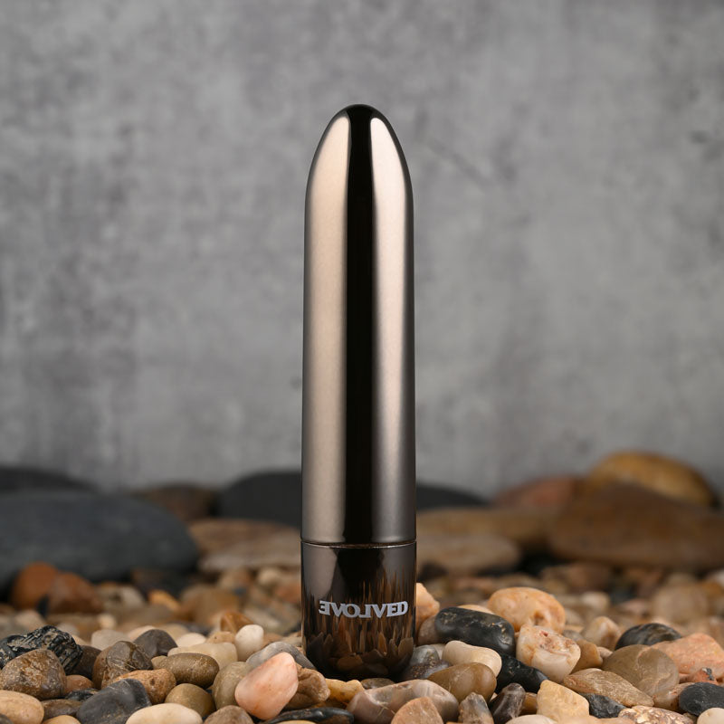Evolved REAL SIMPLE - Black Chrome 10 cm USB Rechargeable Pleasure Bullet for Enhanced Wellness