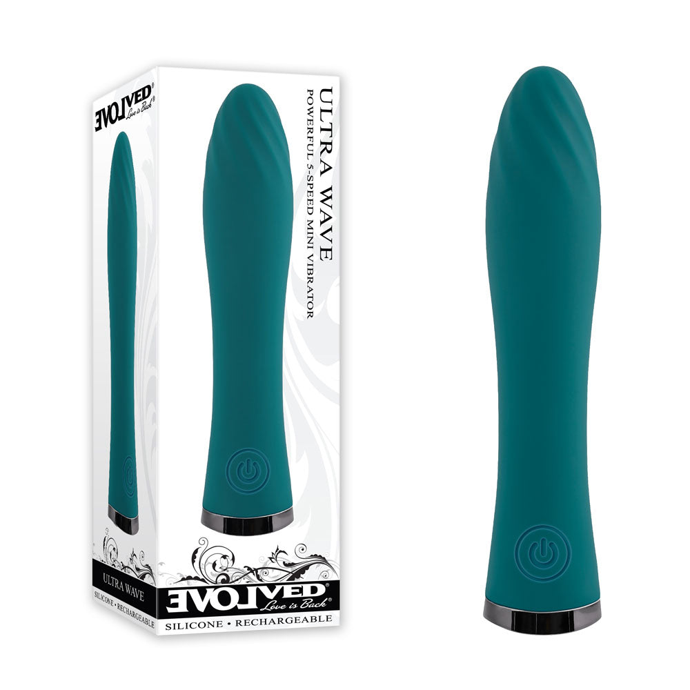 Evolved ULTRA WAVE - Rechargeable Mini Vibrator in Blue (13 cm, Body-Safe Silicone)