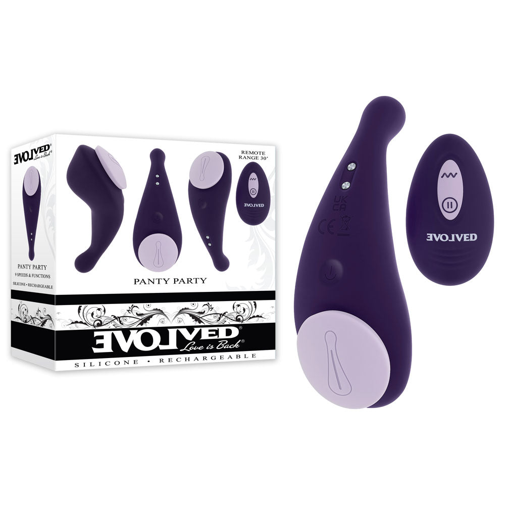 Evolved PANTY PARTY - Purple USB Rechargeable Remote-Controlled Panty Vibrator for Enhanced Pleasure