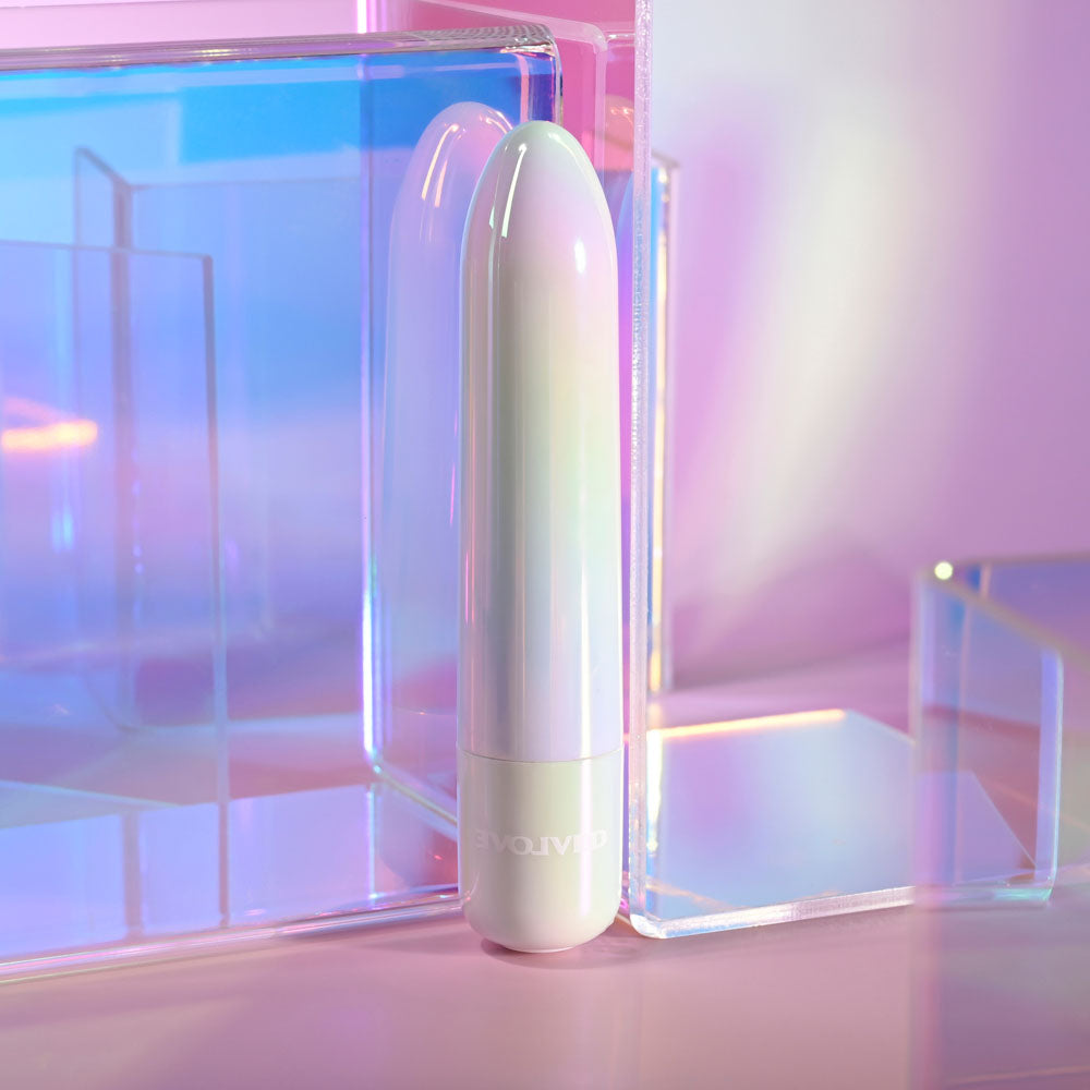 Evolved EASY DOES IT - Pearlescent White USB Rechargeable Bullet Vibrator – 10 cm Body-Safe Pleasure Toy