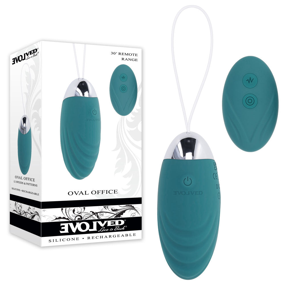 Evolved OVAL OFFICE - Eco-Friendly Green 8.5 cm USB Rechargeable Wireless Egg with Remote Control for Enhanced Wellness