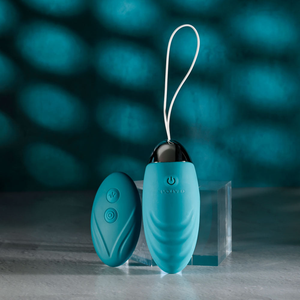 Evolved OVAL OFFICE - Eco-Friendly Green 8.5 cm USB Rechargeable Wireless Egg with Remote Control for Enhanced Wellness