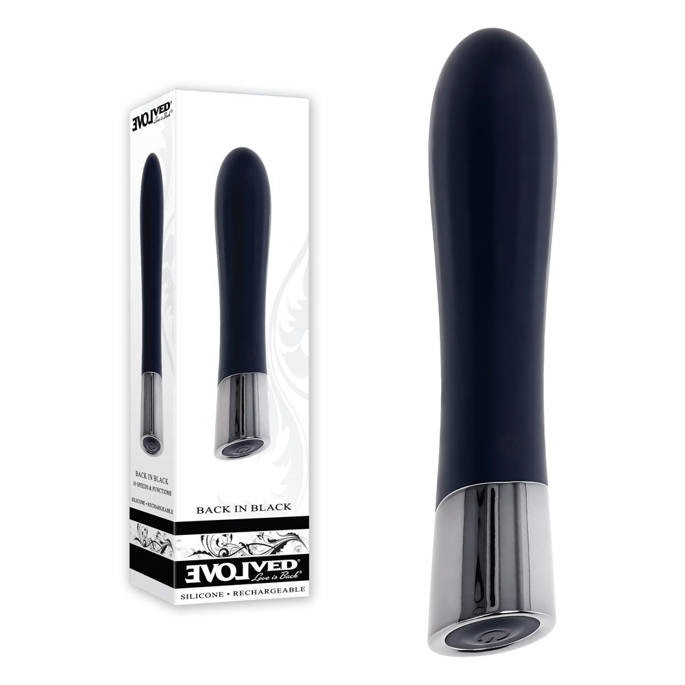 Evolved BACK IN BLACK - 11.9 cm USB Rechargeable Body-Safe Bullet Vibrator in Sleek Black