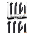 Evolved Four Play - Versatile Black USB Rechargeable Bullet Vibrator with 3 Customizable Sleeves (Body-Safe Silicone)