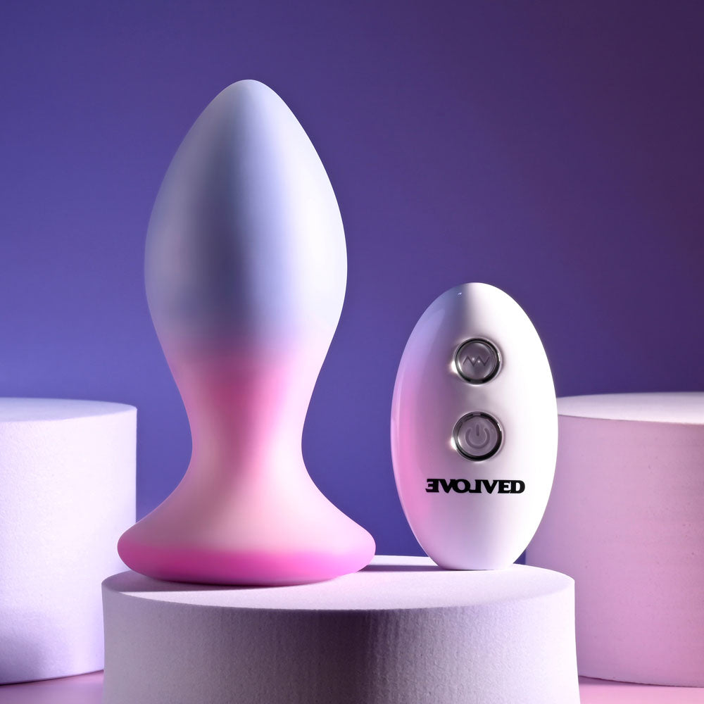 Evolved PARADISE PLUG - USB Rechargeable Vibrating Butt Plug in Pink/Purple (10.5 cm) with Wireless Remote for Enhanced Wellness