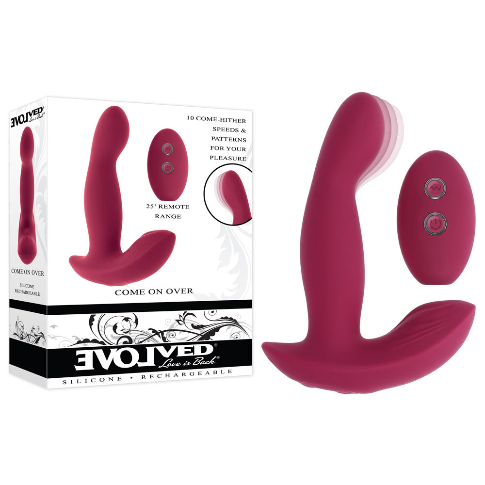 Evolved USB Rechargeable Vibrator with Remote – Body-Safe Silicone – Burgundy Red
