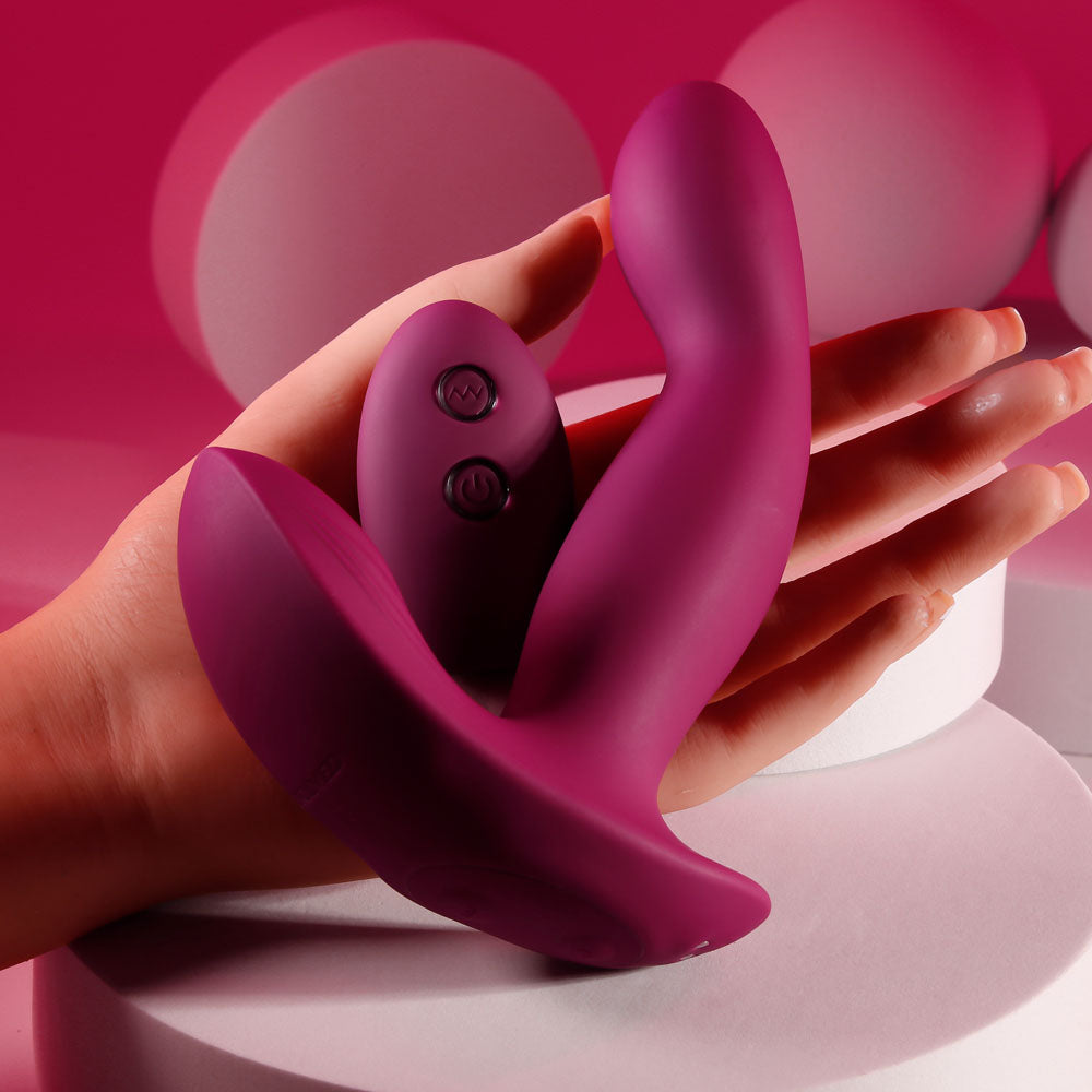 Evolved USB Rechargeable Vibrator with Remote – Body-Safe Silicone – Burgundy Red