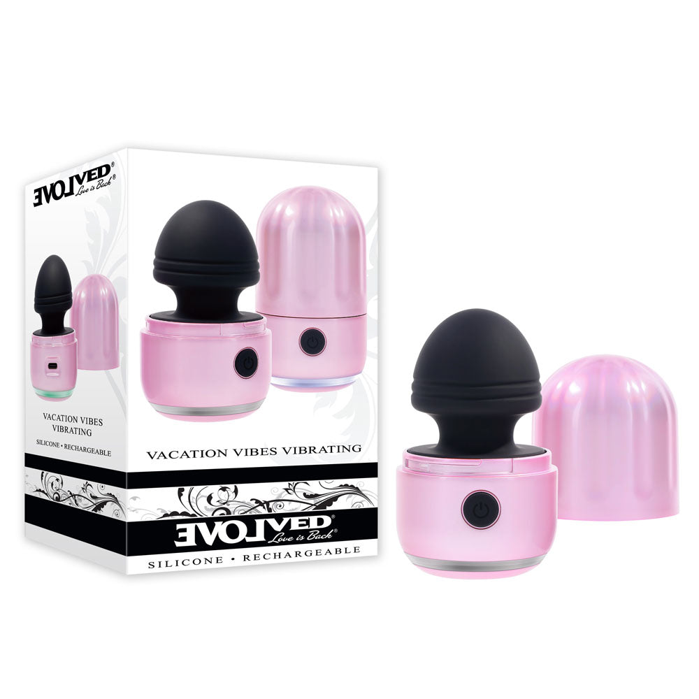 Evolved VACATION VIBES - Body-Safe Silicone Vibrating Stimulator - Pink/Black (8.5 cm, USB Rechargeable)