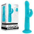 Evolved BUNNY HOP - Teal 25.1 cm USB Rechargeable Thrusting Rabbit Vibrator with Suction Base - Body-Safe Silicone for Wellness and Pleasure