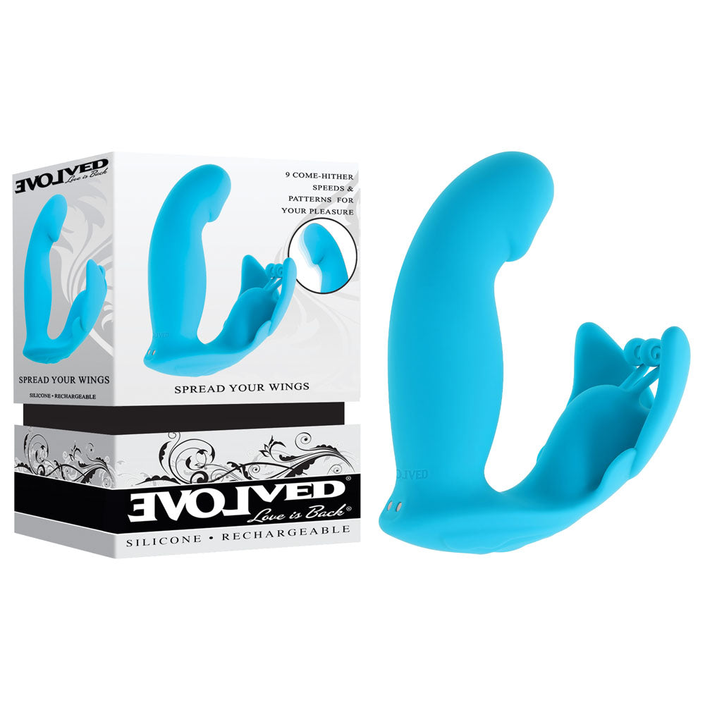 Evolved SPREAD YOUR WINGS - Blue USB Rechargeable Butterfly Vibrator for Pleasure and Wellness