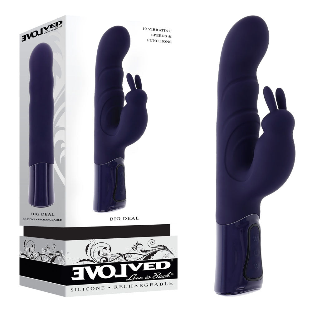 Evolved BIG DEAL - Purple 25.7 cm USB Rechargeable Rabbit Vibrator for Enhanced Pleasure
