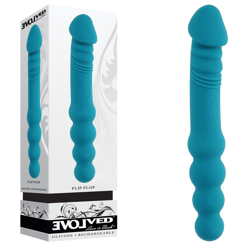 Evolved FLIP FLOP - Blue 23.1 cm USB Rechargeable Dual-Ended Vibrator – Body-Safe Silicone for Ultimate Pleasure