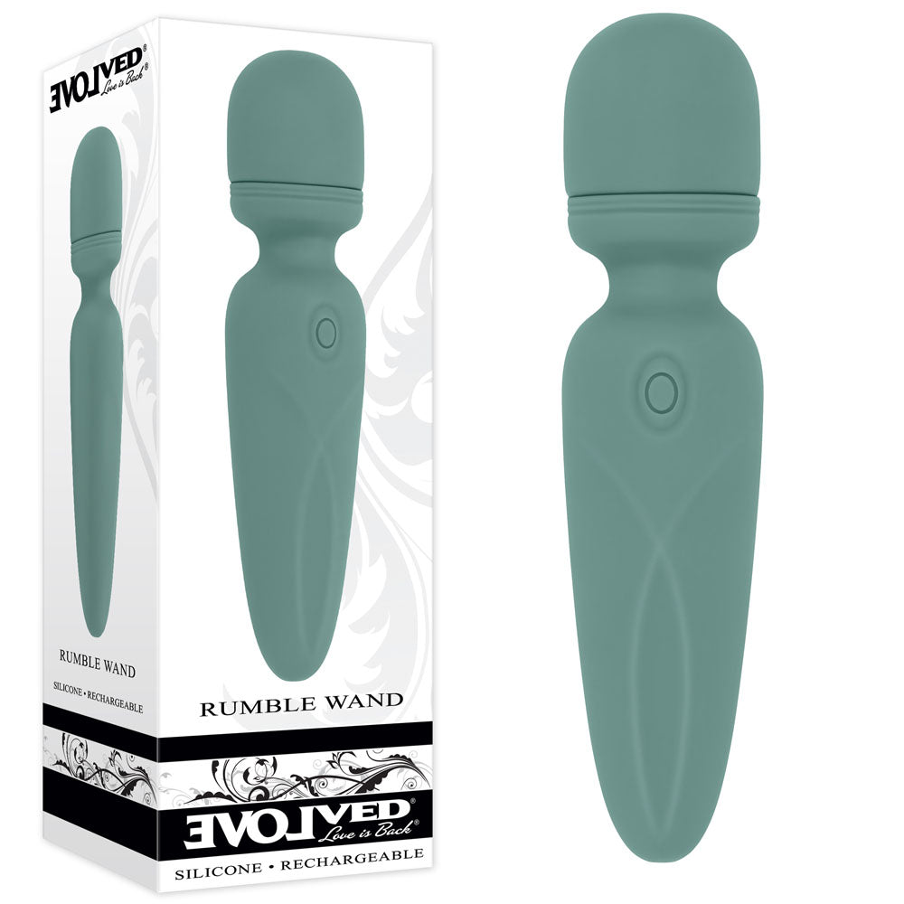 Evolved RUMBLE WAND - Olive Green Mini Massage Wand (USB Rechargeable, 13.4 cm) - Body-Safe Wellness Product