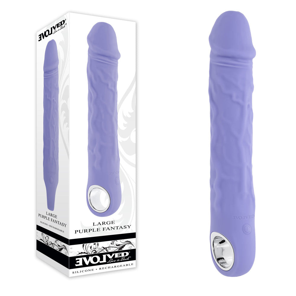Evolved Large Purple Fantasy Rechargeable Vibrator – 21.8 cm Body-Safe Silicone for Wellness and Pleasure