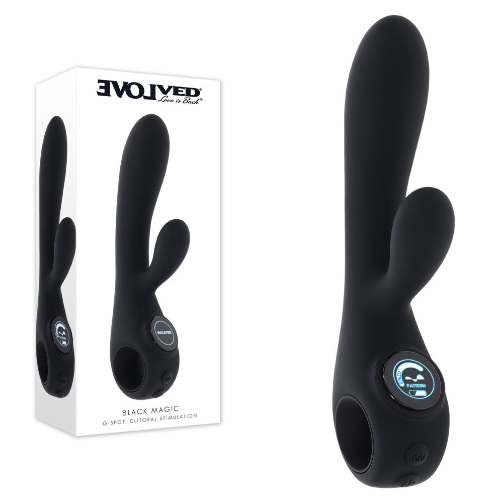 Evolved USB Rechargeable Rabbit Vibrator – Body-Safe Silicone – 20 cm – Black