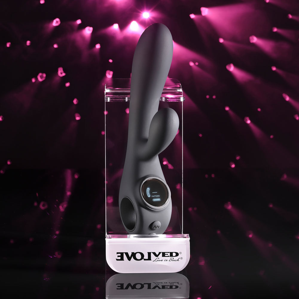 Evolved USB Rechargeable Rabbit Vibrator – Body-Safe Silicone – 20 cm – Black