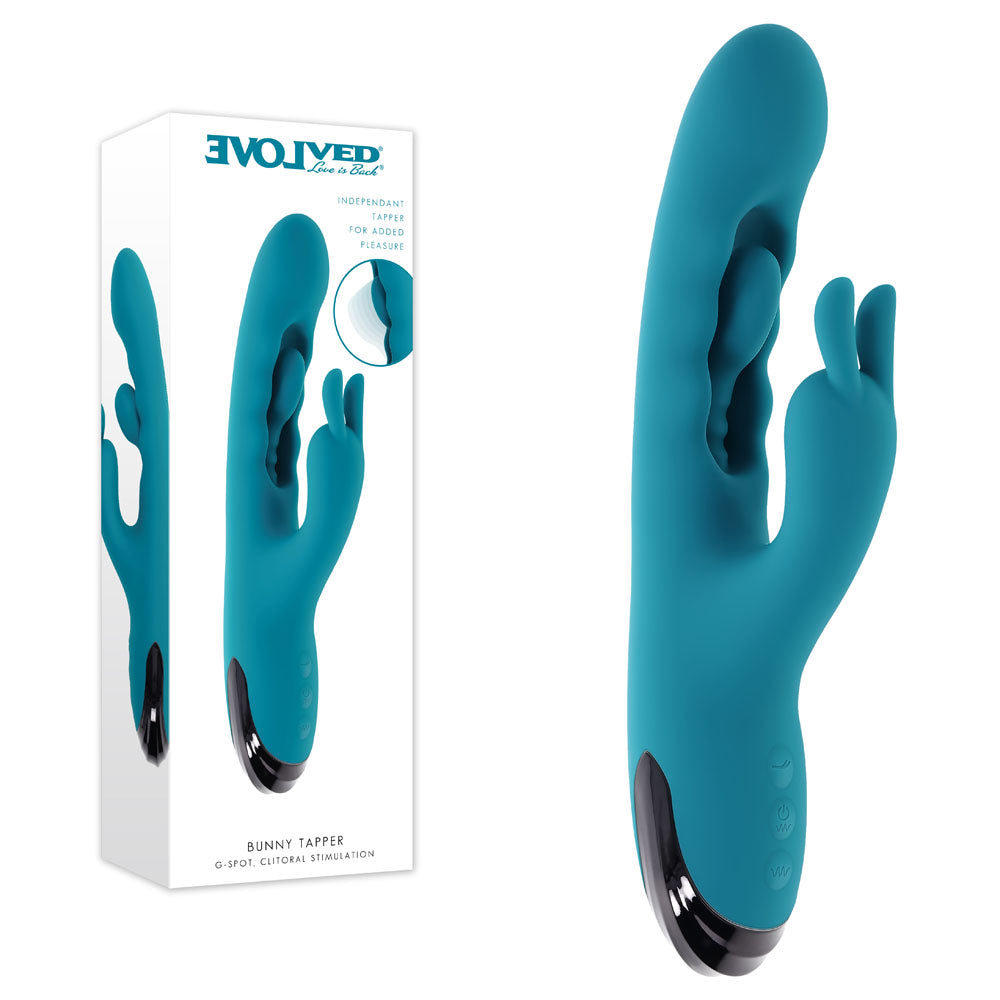 Evolved Rabbit Vibrator – Rechargeable, Body-Safe Silicone – Flicking Shaft – Blue