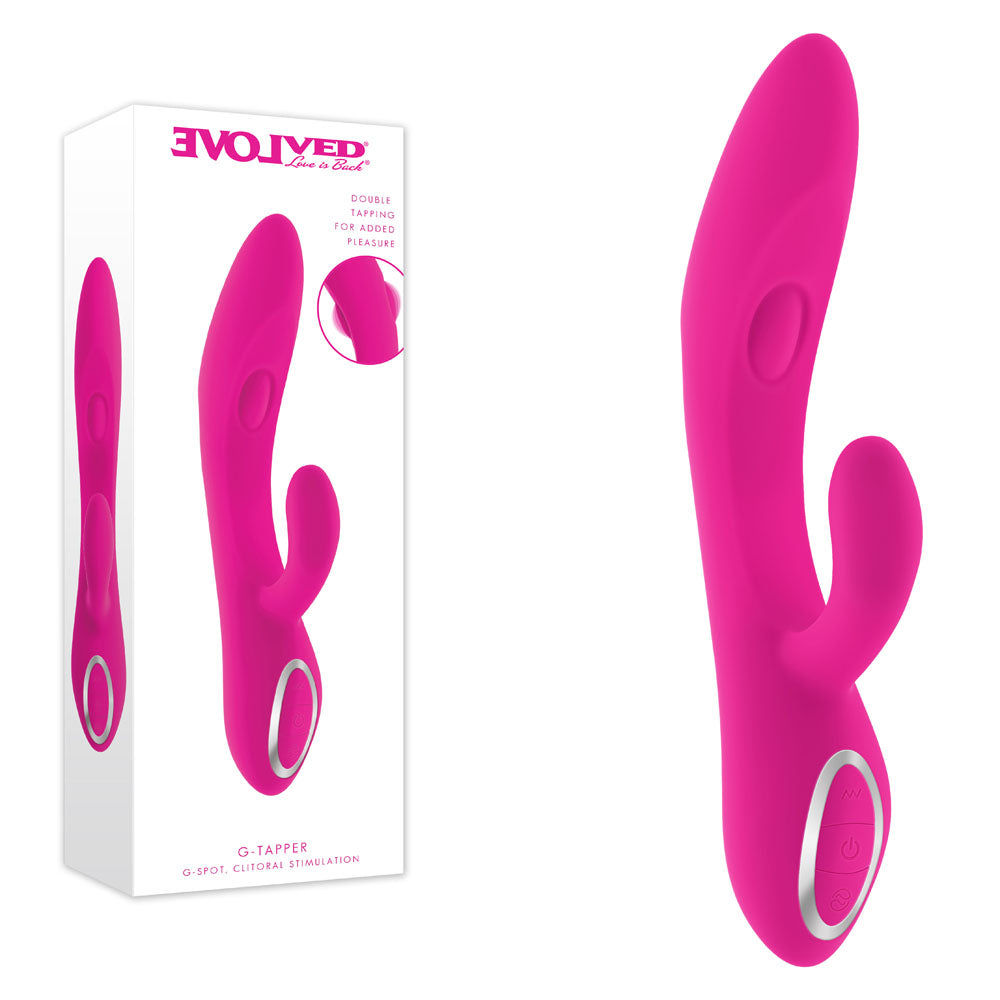 Evolved G-Tapper - Body-Safe Pink USB Rechargeable Rabbit Vibrator (Stimulating G-Spot & Clitoral Pleasure)