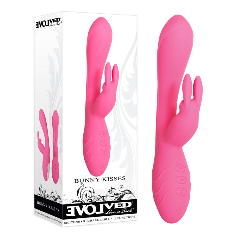 Evolved Bunny Kisses - Pink 20 cm USB Rechargeable Rabbit Vibrator for Intimate Wellness